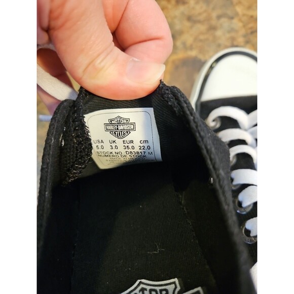 HARLEY DAVIDSON - Boys Canvas Black-white Shoe Size 5 (Converse Style) - Picture 9 of 10